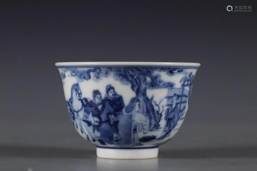 CHINESE BLUE AND WHITE CUP,KANGXI MARK