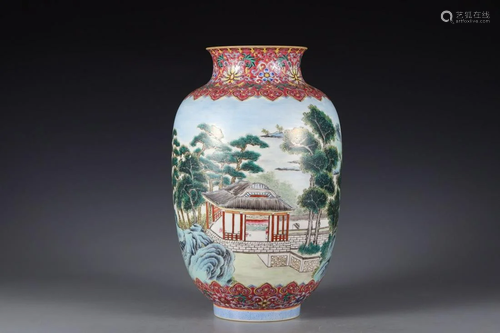 CHINESE FAMILLE ROSE JAR,QIANLONG MARK