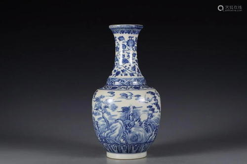 CHINESE BLUE AND WHITE VASE,QIANLONG MARK