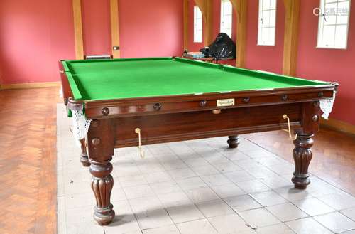 A FULL-SIZE BURROUGHS & WATTS BILLIARD TABLE. 12ft 6ins long...