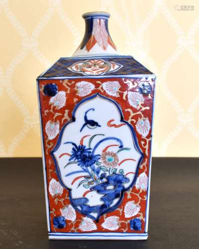 A CHINESE SQUARE TAPERING JAPAN PATTERN VASE. 9ins high.