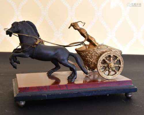 A BRONZE CHARIOT AND HORSES.