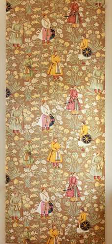 A GOOD PAIR OF PADDED SILKWORK PICTURES. 7ft 3ins long x 2ft...