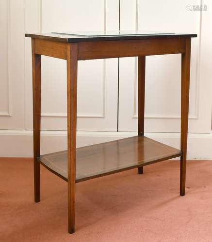 AN EDWARDIAN ROSEWOOD TWO TIER TABLE. 2ft long.