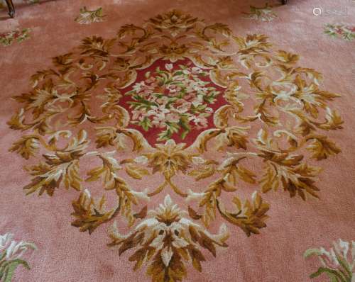 A LARGE FRENCH AUBUSSON WOOL CARPET, Made by TAI PING CARPET...