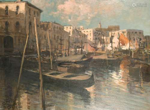 Sergio Cirno Bissi (1902-1987) Italian, A Venetian view with...