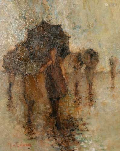 Michel de Gallard (1921-2007) French, 'Parapluie Brun', oil ...