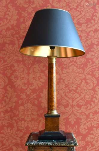 A TABLE LAMP AND SHADE.