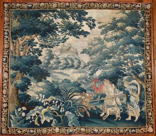 A GOOD EARLY ANTIQUE AUBUSSON TAPESTRY, classical figures fi...