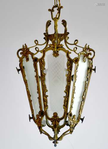 A NICE GILDED HANGING LAMP.