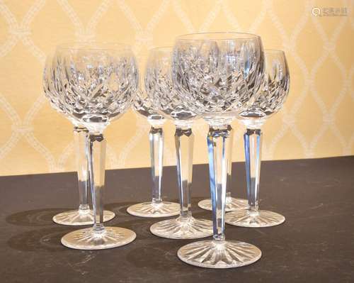 A SET OF SEVEN WATERFORD HOCK GLASSES.