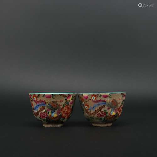 A Pair of Enamel Cups