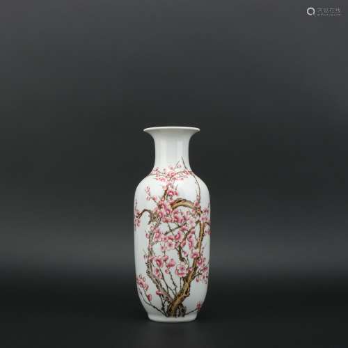 Famille Rose Prunus Vase