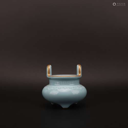 Light-sky-blue Glazed Incense Burner