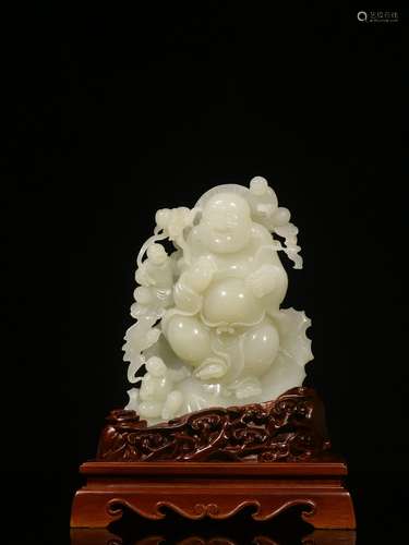 Old Collection.  Hetian White Jade Maitreya