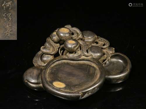 Overseas Backflow.  Peach-shaped Old Duan Inkstone