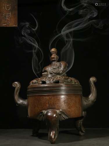 Overseas Backflow.  Copper Bodied Tripod Incense Burner