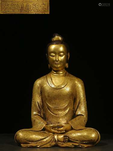 Overseas Backflow. Gilt Copper Buddha Ornament