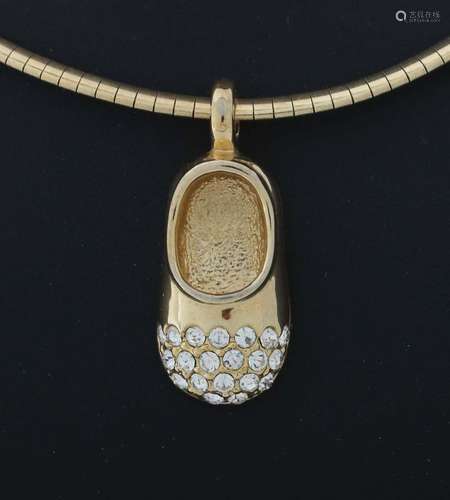 Goldcollier mit Schuh-Anhänger modern,