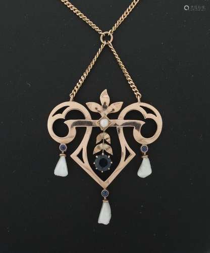 Jugendstil-Collier mit Saphiren Anfang