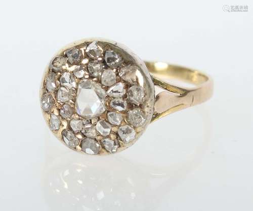 Diamantring 19. Jh., Gelbgold 585,