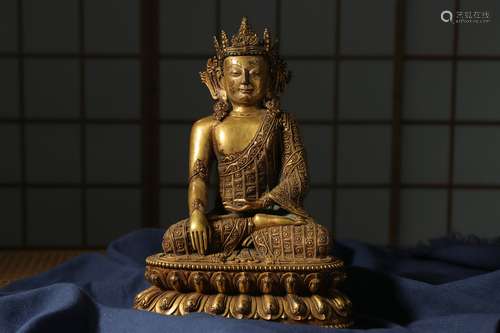 Gilt bronze statue of  buddha