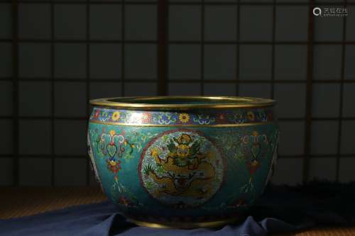 Qing dynasty, Qian long style, cloisonne dragon pattern jar