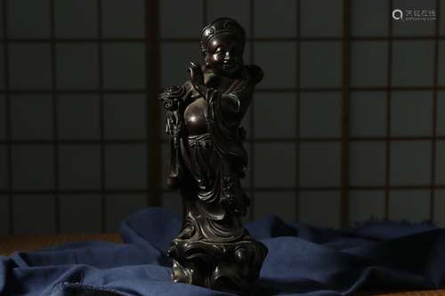 Qing dynasty, zi tan wood carved statue of Maitreya Buddha