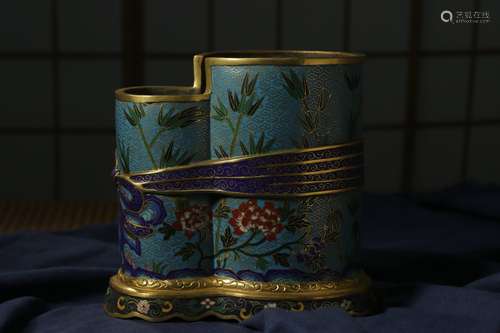 Qing dynasty, Qian long style, cloisonne brush pot