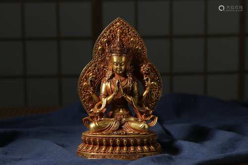 Gilt bronze statue of  buddha