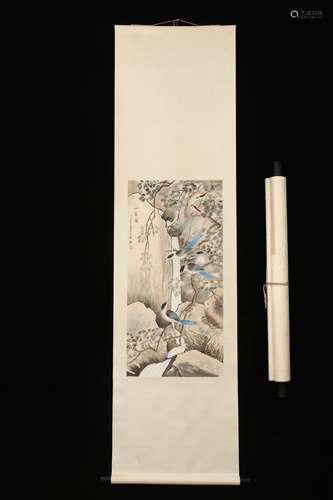 Chinese painting of bird and flower by Yu Fei an