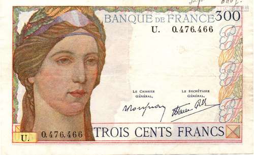 1 BILLET de BANQUE FRANCE 300 francs,