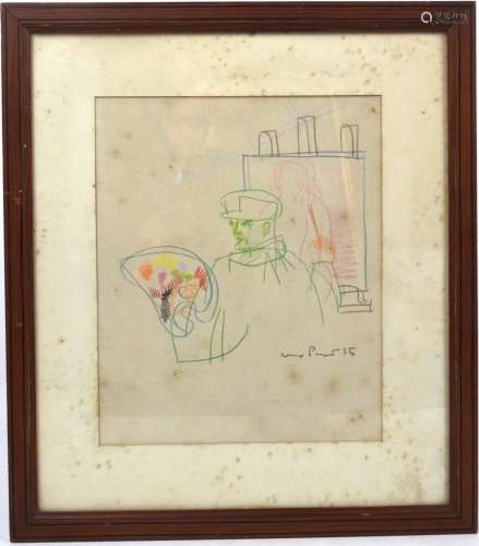Max PAPART (1911-1994) : Le peintre à la palette de couleurs...
