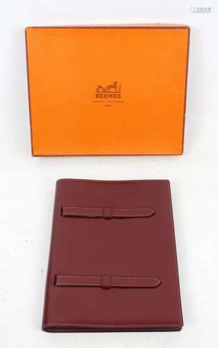 HERMES - Paris : Carnet de chasse en cuir bordeaux. 17 x 23 ...