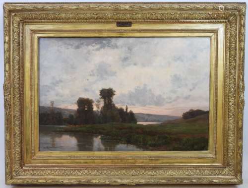 Charles QUINET (1830-1912) : Bords de Seine à Rangiport. Hui...
