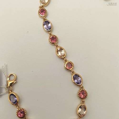 BRACELET en vermeil (925 millièmes) serti clos de tourmaline...