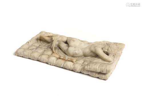 Hermaphrodite endormie. Sculpture en marbre de Carrare en ta...