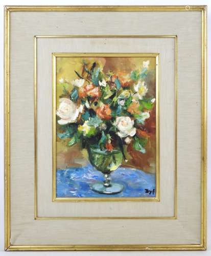 Marcel DYF (1899-1985) : Roses au vase de mariée. Huile sur ...