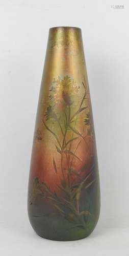 Jérôme MASSIER Fils (1850-1916) : Vase tronçonique en cérami...