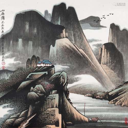 鲁永欢（b.1939） 山居图 镜片 设色纸本