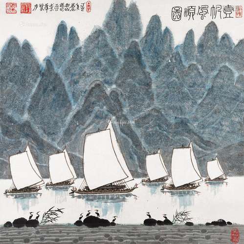 杨兆三（b.1931） 一帆风顺 镜片 设色纸本