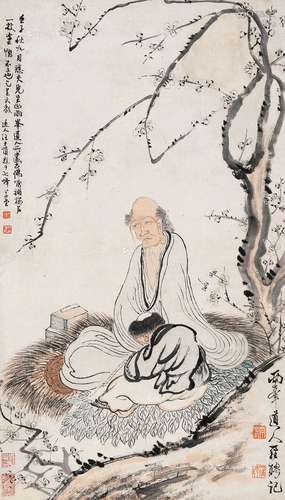 汪士慎（1686～1759） 罗汉 立轴 设色纸本