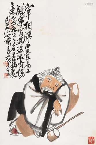 齐良芷（b.1931） 醉翁图 立轴 设色纸本