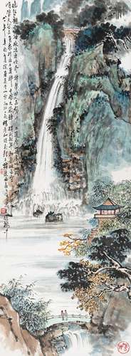 谭建丞（1898～1995） 剑池一角 立轴 设色纸本