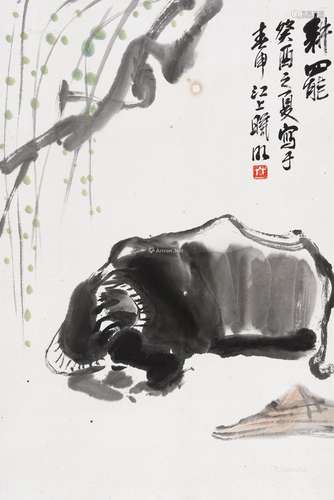 林曦明（b.1925） 耕罢 立轴 设色纸本