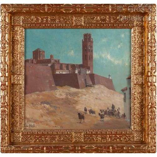 John GLEICH (1879-) La forteresse Huile sur toile, signée en...