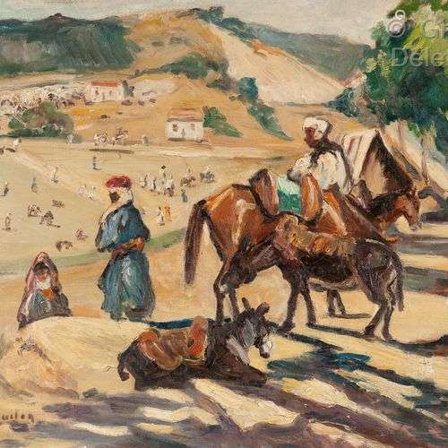Fernand LE CHOUITON (1893-1968) Retour du marché,Maroc Huile...