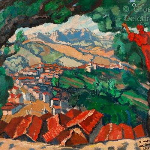 Marius de BUZON (1879-1958) Village algérien Huile sur toile...