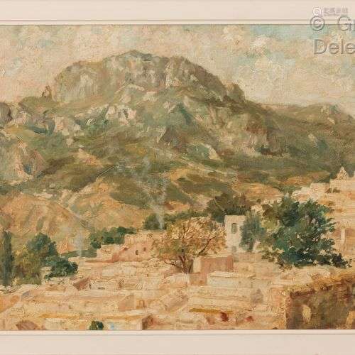 Maxime NOIRE (1861-1927) Village kabyle Huile sur toile. Sig...