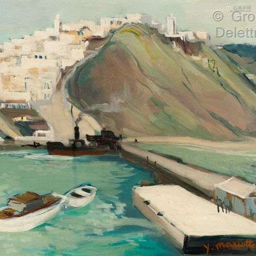 Yvonne MARIOTTE (née en 1909) Port de Tanger Huile sur toile...
